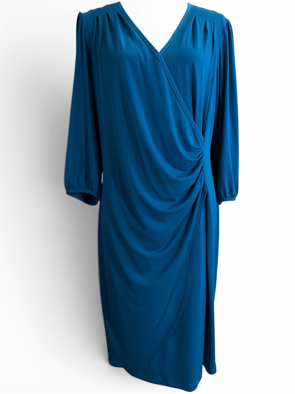 AGB Deep Teal Faux-Wrap Midi Dress NWT 
Size X-Large